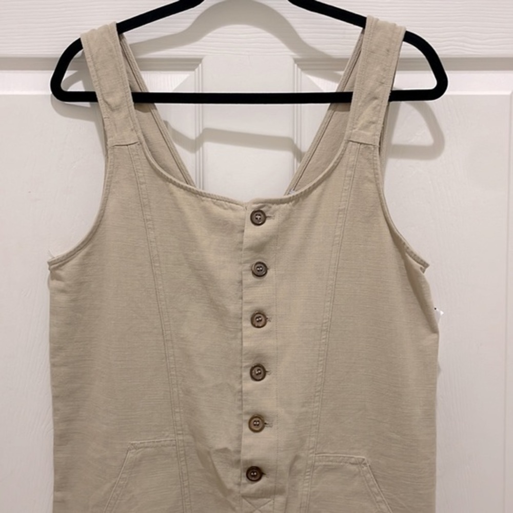 NWT- Wishlist Apparel Tan Sleeveless Button Up Romper - Picture 2 of 8
